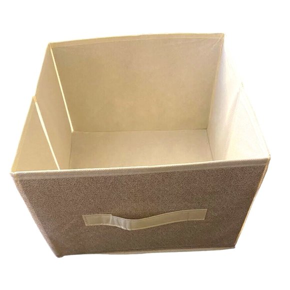 3 Essentials Tan Collapsible Storage Bin Container with Handle, 10.5x11x10.5 in. - Picture 4 of 5